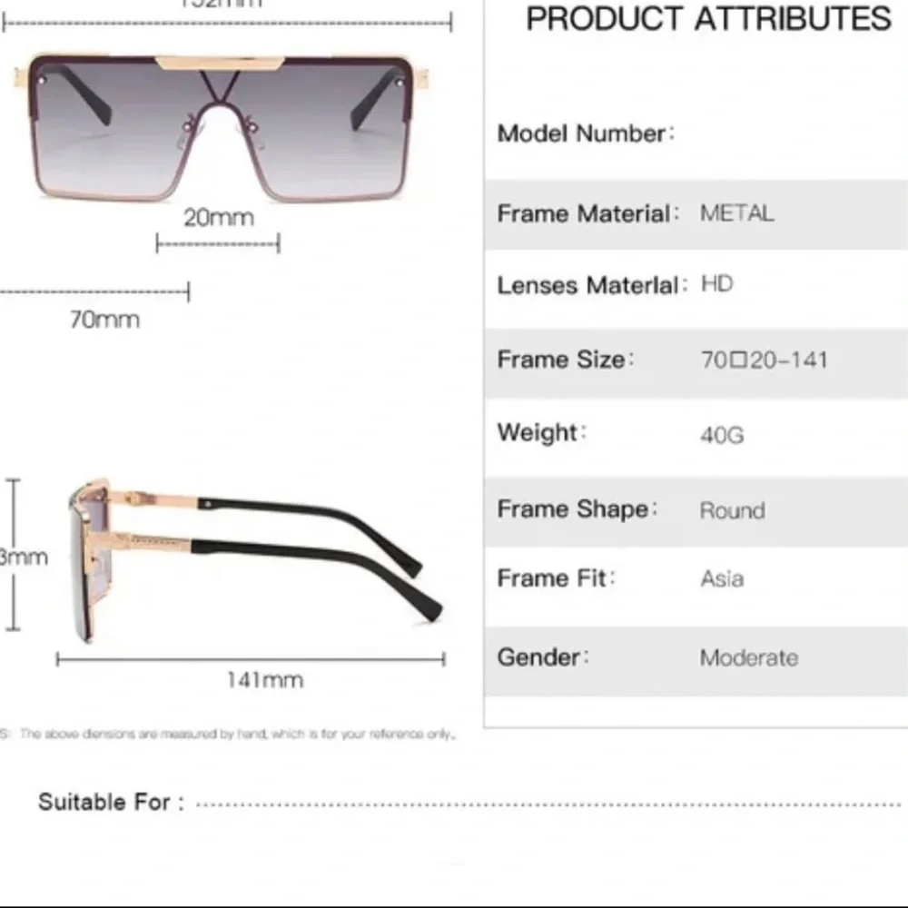 Peach - Black ombre oversized square Sunglasses UV 400 gold accents